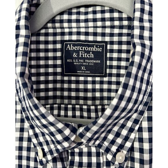 Abercrombie & Fitch Mens XL Blue & White Gingham Plaid Button Down Long Sleeve - Picture 1 of 5